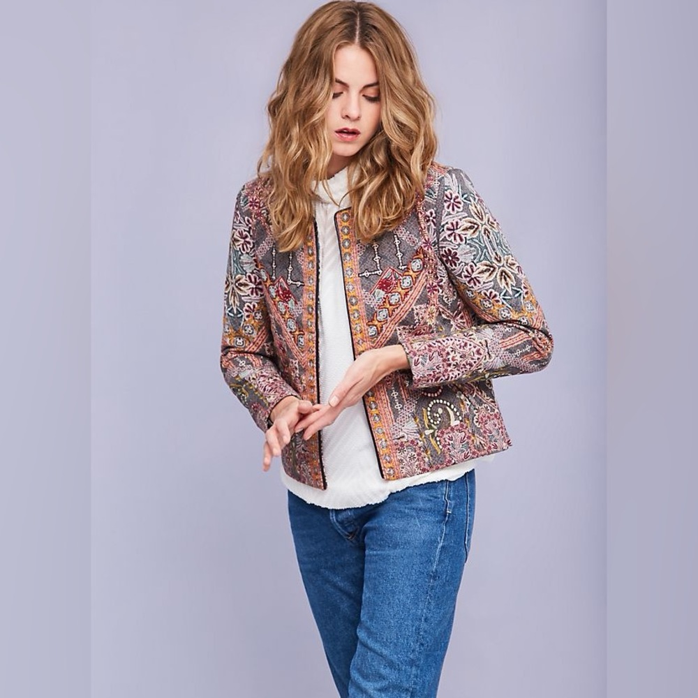 Hemant & Nandita Kiana Quilted Open front studded jacket